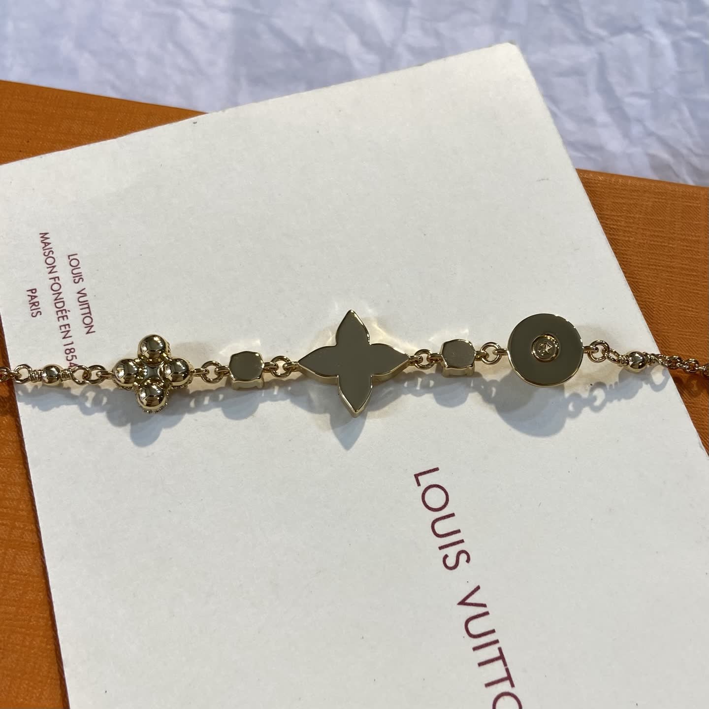 Louis Vuitton Gold Tone Bracelet with Purple Stones-LS0744